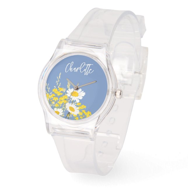 Moderne Wildflower Custom Monogram Accessoire Pouc Horloge (Hoek)