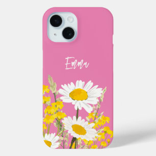 Moderne Wildflower Custom Monogram iPhone 15 Case