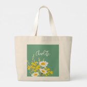 Moderne Wildflower Custom Monogram Grote Tote Bag (Achterkant)