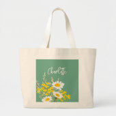 Moderne Wildflower Custom Monogram Grote Tote Bag (Voorkant)