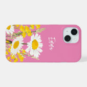 Moderne Wildflower Custom Monogram iPhone 15 Case (Achterkant horizontaal)