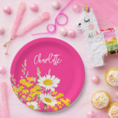 Moderne Wildflower Custom Monogram Papieren Bordje (Feest)
