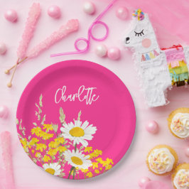 Moderne Wildflower Custom Monogram Papieren Bordje