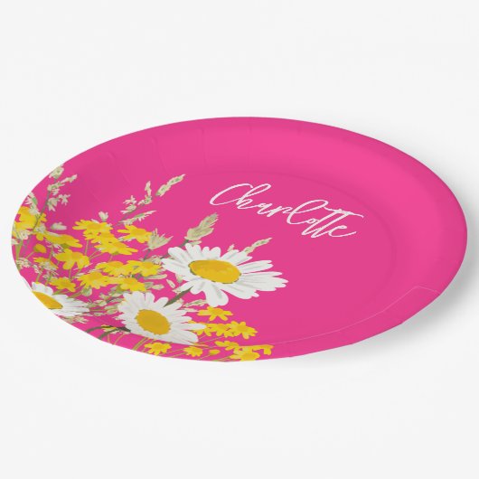 Moderne Wildflower Custom Monogram Papieren Bordje (Gekanteld)
