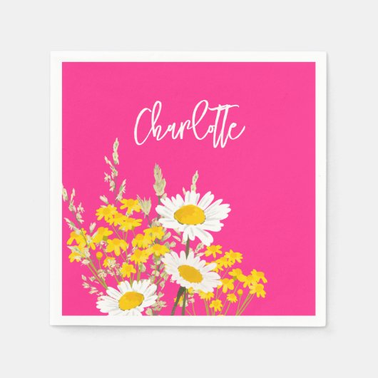 Moderne Wildflower Custom Monogram Servet (Voorkant)