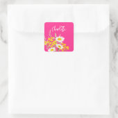 Moderne Wildflower Custom Monogram Vierkante Sticker (Tas)