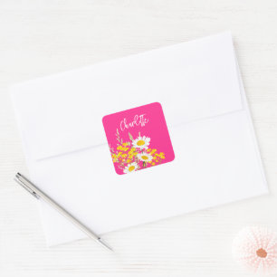 Moderne Wildflower Custom Monogram Vierkante Sticker