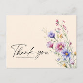 Moderne Wildflower Floral Elegant Bruiloft Dank u Briefkaart (Voorkant)