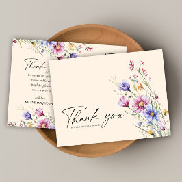 Moderne Wildflower Floral Elegant Bruiloft Dank u Briefkaart