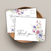 Moderne Wildflower Floral Elegant Bruiloft Dank u Briefkaart