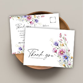 Moderne Wildflower Floral Elegant Bruiloft Dank u Briefkaart