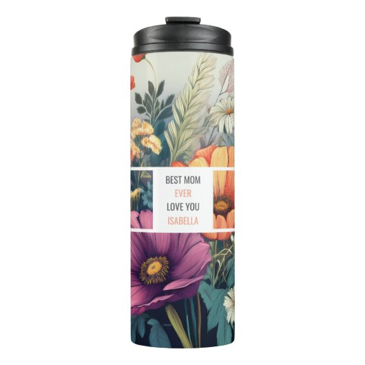 Moderne Wildflower Fotocollage – Beste Mam Gift Thermosbeker (Voorkant)