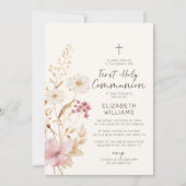 Moderne Wildflower Garden Eerste Heilige Communie Kaart (Voorkant)