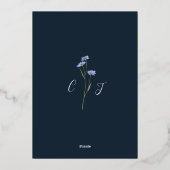 Moderne Wildflower Goud Blauw Bruiloft Folie Uitnodiging (Achterkant)