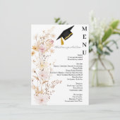 Moderne Wildflower Graduation Party Menu Kaart (Staand voorkant)