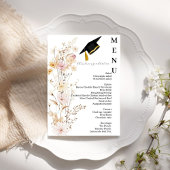 Moderne Wildflower Graduation Party Menu Kaart