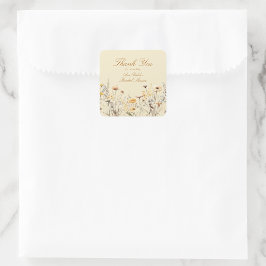 Moderne Wildflower Liefde is in bloei Dank u Vierkante Sticker