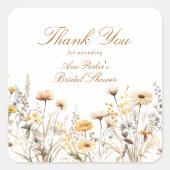 Moderne Wildflower Liefde is in bloei Dank u Vierkante Sticker (Voorkant)