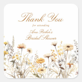 Moderne Wildflower Liefde is in bloei Dank u Vierkante Sticker