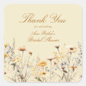 Moderne Wildflower Liefde is in bloei Dank u Vierkante Sticker (Voorkant)