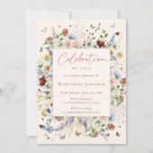 Moderne Wildflower Memorial Viering van het Leven Kaart (Voorkant)