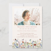 Moderne Wildflower Memorial Viering van het Leven Kaart (Achterkant)