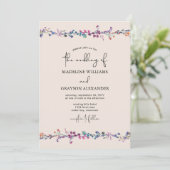 Moderne Wildflower met handschrift bruiloft Kaart (Staand voorkant)