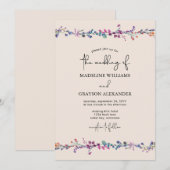 Moderne Wildflower met handschrift bruiloft Kaart (Voorkant / Achterkant)