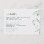 Moderne Wildflower Minimal Sage Green Wedding Informatiekaartje (Voorkant)