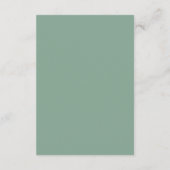 Moderne Wildflower Minimal Sage Green Wedding Informatiekaartje (Achterkant)
