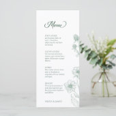 Moderne Wildflower Minimal Sage Green Wedding Menu (Staand voorkant)
