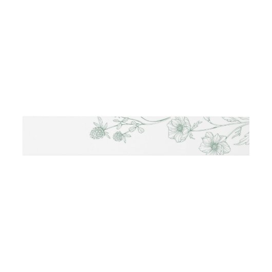 Moderne Wildflower Minimal Sage Green Wedding Uitnodigingen Wikkel (Vlak)