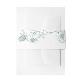 Moderne Wildflower Minimal Sage Green Wedding Uitnodigingen Wikkel