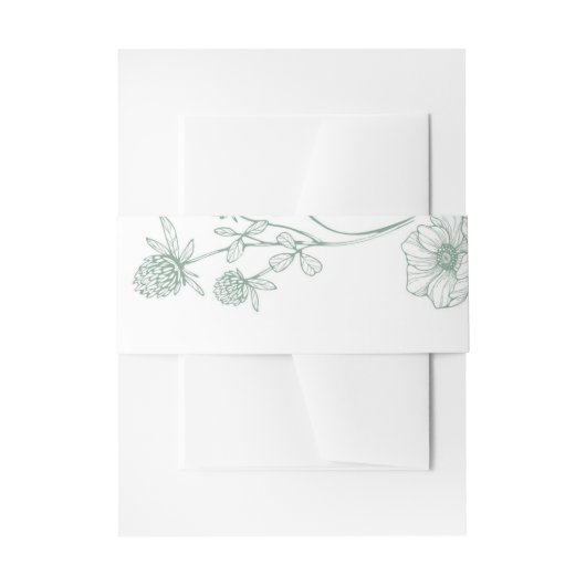 Moderne Wildflower Minimal Sage Green Wedding Uitnodigingen Wikkel (Voorkant Voorbeeld)