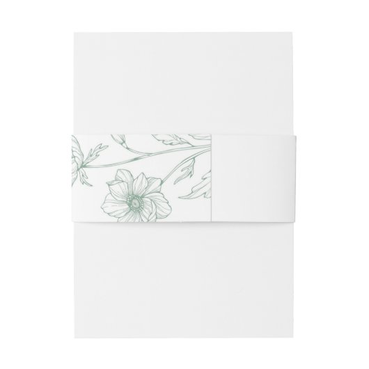 Moderne Wildflower Minimal Sage Green Wedding Uitnodigingen Wikkel (Achterkant Voorbeeld)