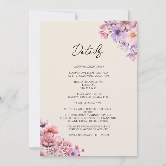 Moderne Wildflower Monogram Alles In Een Bruiloft Kaart (Achterkant)