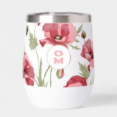 Moderne Wildflower Monogram Roze Grote Klaproos (Achterkant)