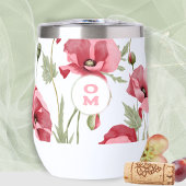 Moderne Wildflower Monogram Roze Grote Klaproos