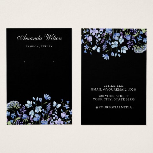 Moderne Wildflower Oorbel Sieraden Display kaart (Voorkant /achterkant)