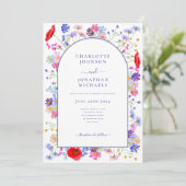 Moderne Wildflower Paarse boog Kaart (Staand voorkant)