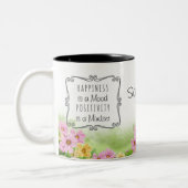 Moderne Wildflower Positieve Affirmatie Aangepaste Tweekleurige Koffiemok (Links)