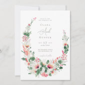 Moderne Wildflower Roze Bruiloft Kaart (Voorkant)
