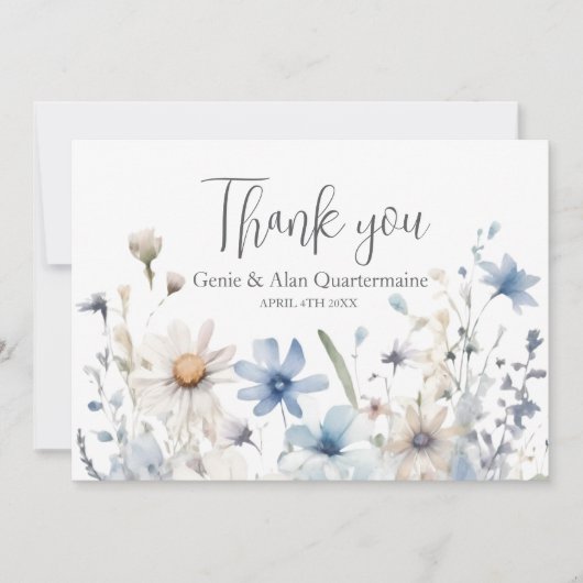 Moderne Wildflower Weddenschap Hartelijk dank Bedankkaart (Voorkant)