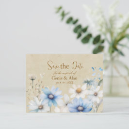 Moderne Wildflower Wedding Save the Date Briefkaart