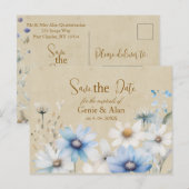 Moderne Wildflower Wedding Save the Date Briefkaart (Voorkant / Achterkant)