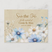 Moderne Wildflower Wedding Save the Date Briefkaart (Voorkant)