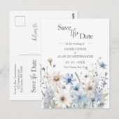 Moderne Wildflower Wedding Save the Date Briefkaart (Voorkant / Achterkant)