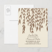 Moderne wilgenboom takken elegant save the date aankondigingskaart (Voorkant / Achterkant)