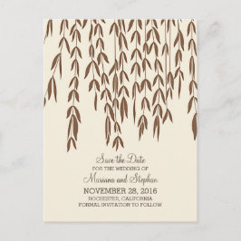 Moderne wilgenboom takken elegant save the date aankondigingskaart