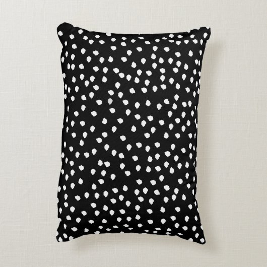 Moderne willekeurige polka-stippenpatroon zwart en accent kussen (Achterkant (Verticaal))